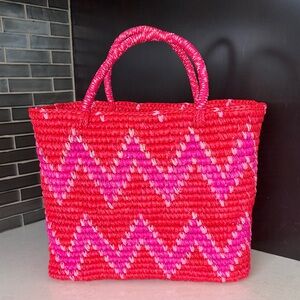 Sensi Studio Canasta striped straw tote